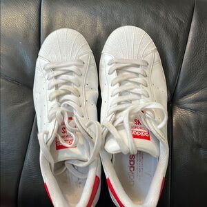 Adidas Classic White Sneakers with Red Details